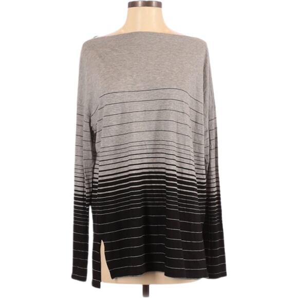 Vince. Long Sleeve Striped Boat Neck Sweater Women’s Size Small Grey Black - Picture 1 of 3